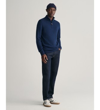 Gant Jersey de lana merino extrafina con media cremallera marino