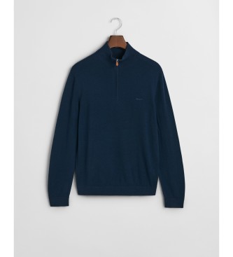 Gant Jersey de lana merino extrafina con media cremallera marino