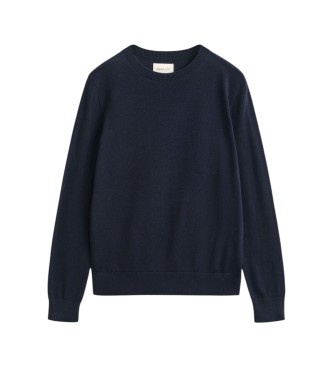 Gant Pull en laine mérinos extrafine col rond bleu marine