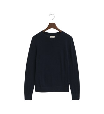 Gant Pull en laine mérinos extrafine col rond bleu marine