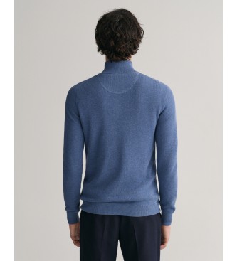 Gant Piqu-Pullover aus Baumwolle mit halbem Reiverschluss