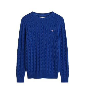 Gant Blauwe kabelgebreide trui