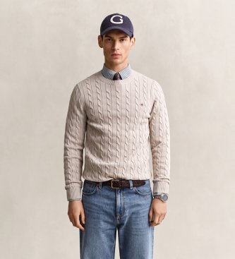 Gant Beige kabelgebreide trui