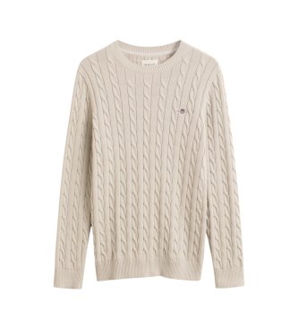 Gant Beige kabelgebreide trui