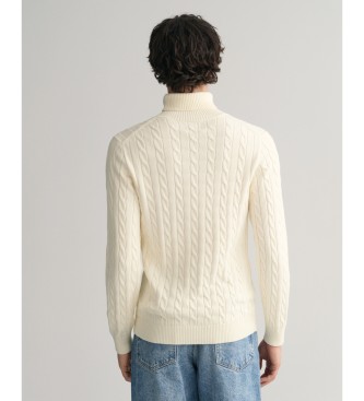 Gant Maglione A Trecce Con Dolcevita In Cotone Beige