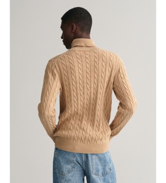 Gant Beige Cotton Eights-strikket pullover med svanekrave