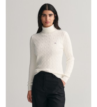 Gant Pull Eights en tricot  col de cygne en coton extensible blanc