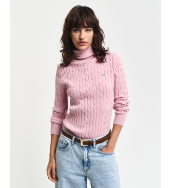 Gant Pull en tricot de coton ctel rose avec col bnitier en tricot ctel rose