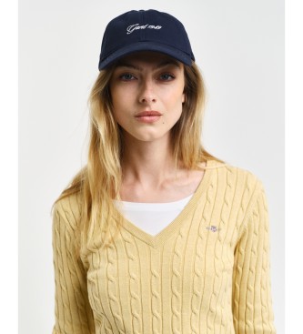 Gant Pull en coton stretch jaune  col en V Pull en tricot  col en V en coton stretch jaune