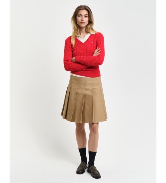 Gant Knitted Eights Strikket pullover med spidshals i stretchbomuld rød