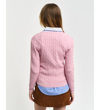 Gant Roze stretch katoenen V-hals V-hals V-hals gebreide trui van stretch katoen