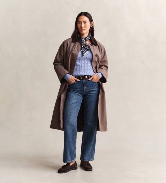 Gant Maglione in maglia a trecce scollo a V blu