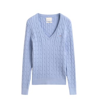 Gant Maglione in maglia a trecce scollo a V blu