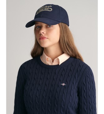 Gant Shield Teen navy cotton eights knitted jumper