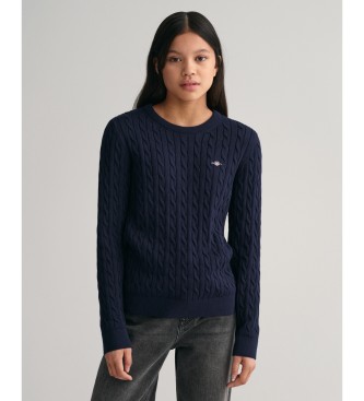 Gant Maglione lavorato a maglia a trecce in cotone per adolescenti con scudo blu scuro