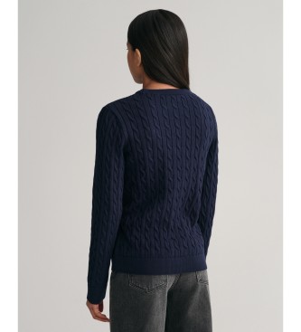 Gant Maglione lavorato a maglia a trecce in cotone per adolescenti con scudo blu scuro