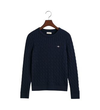 Gant Pull tricot Shield Teen eights en coton bleu marine