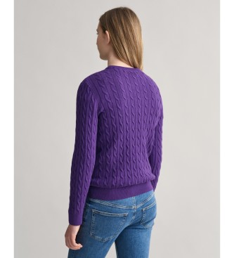 Gant Shield Teen lilac cotton jersey knitted pullover in ecru