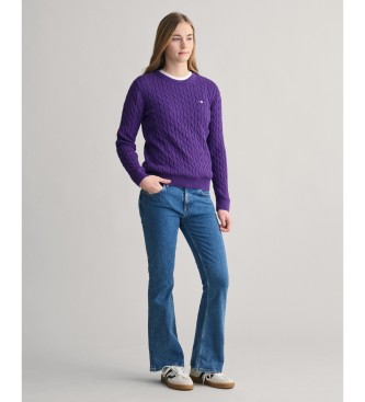 Gant Maglione Shield Teen in maglia di cotone a trecce lilla