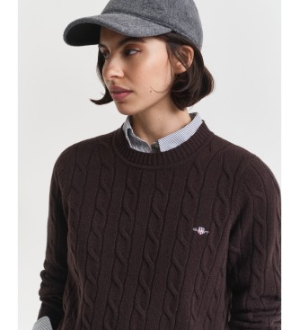 Gant Pull en maille torsadée marron