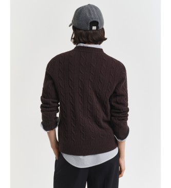 Gant Pull en maille torsadée marron