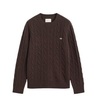 Gant Pull en maille torsadée marron