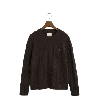 Gant Pull en maille torsadée marron