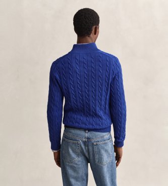 Gant Gebreide trui met kabelsteek in blauw