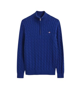 Gant Gebreide trui met kabelsteek in blauw