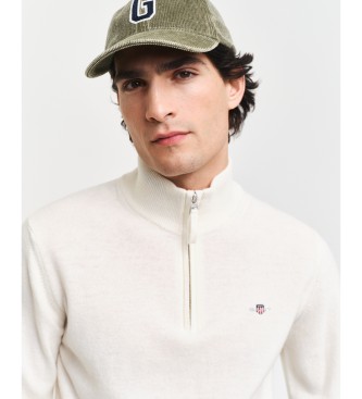 Gant Very fine sheep's wool jumper with beige half-zipper