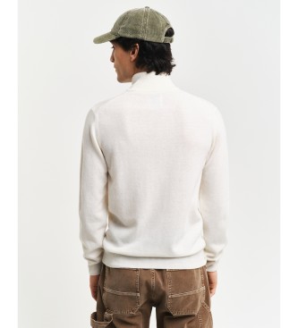 Gant Pull en laine de mouton trs fine avec demi-fermeture clair beige