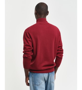 Gant Camisola de l de ovelha muito fina com meio fecho de correr vermelho