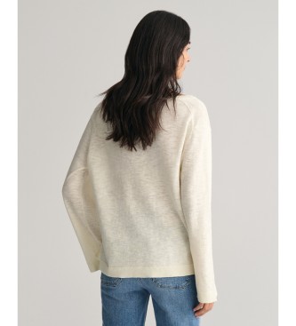 Gant Linen-blend pullover with off-white V-neck