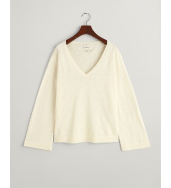 Gant Linen-blend pullover with off-white V-neck
