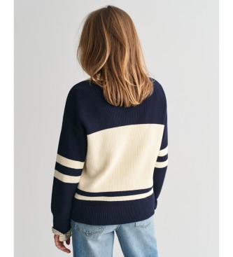 Gant Maglione college in cotone con scollo a V blu scuro