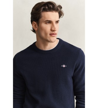 Gant Teksturiran pulover, temno modra
