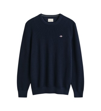 Gant Teksturiran pulover, temno modra