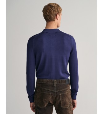 Gant Bleščeč polo pulover iz viskoze v mornariški barvi