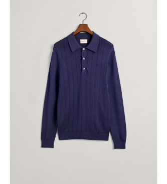 Gant Bleščeč polo pulover iz viskoze v mornariški barvi