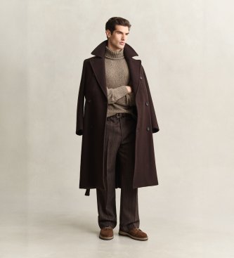 Gant Jersey Wool Blend Mouline Turtleneck taupe