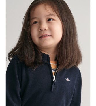 Gant Bawełniany sweter rozpinany Shield Kids navy