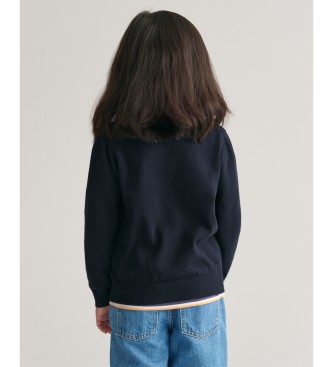 Gant Maglione con mezza zip in cotone per bambini con scudo blu scuro