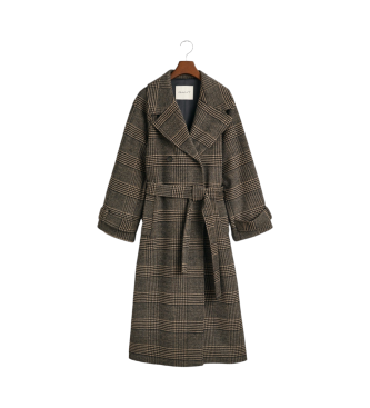 Gant Geruite wollen trenchcoat Zwart