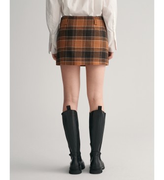 Gant Brown plaid wool mini skirt