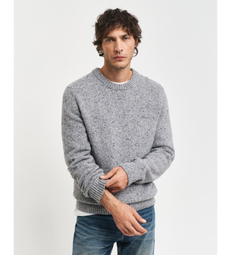 Gant Round Neck Sweater With Grey Wool Nepps