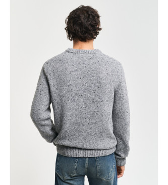 Gant Round Neck Sweater With Grey Wool Nepps