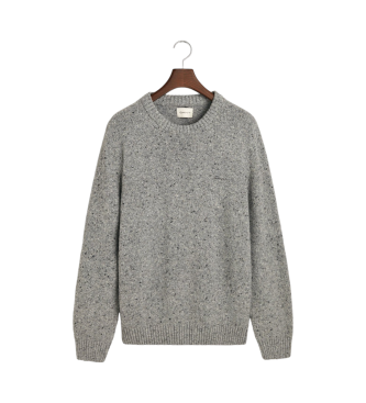 Gant Round Neck Sweater With Grey Wool Nepps