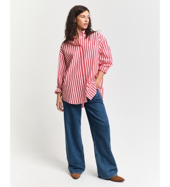 Gant Camicia classica in popeline a righe oversize rosse