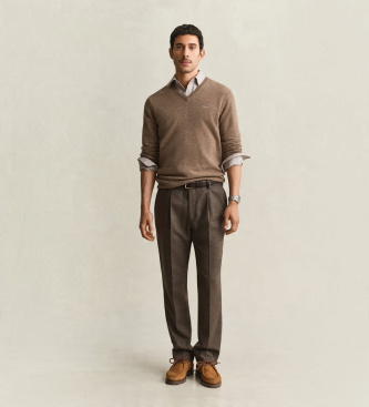 Gant Brown herringbone suit trousers