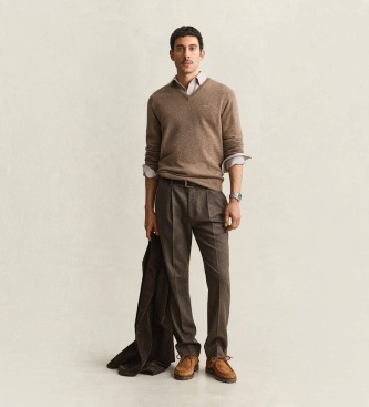 Gant Brown herringbone suit trousers